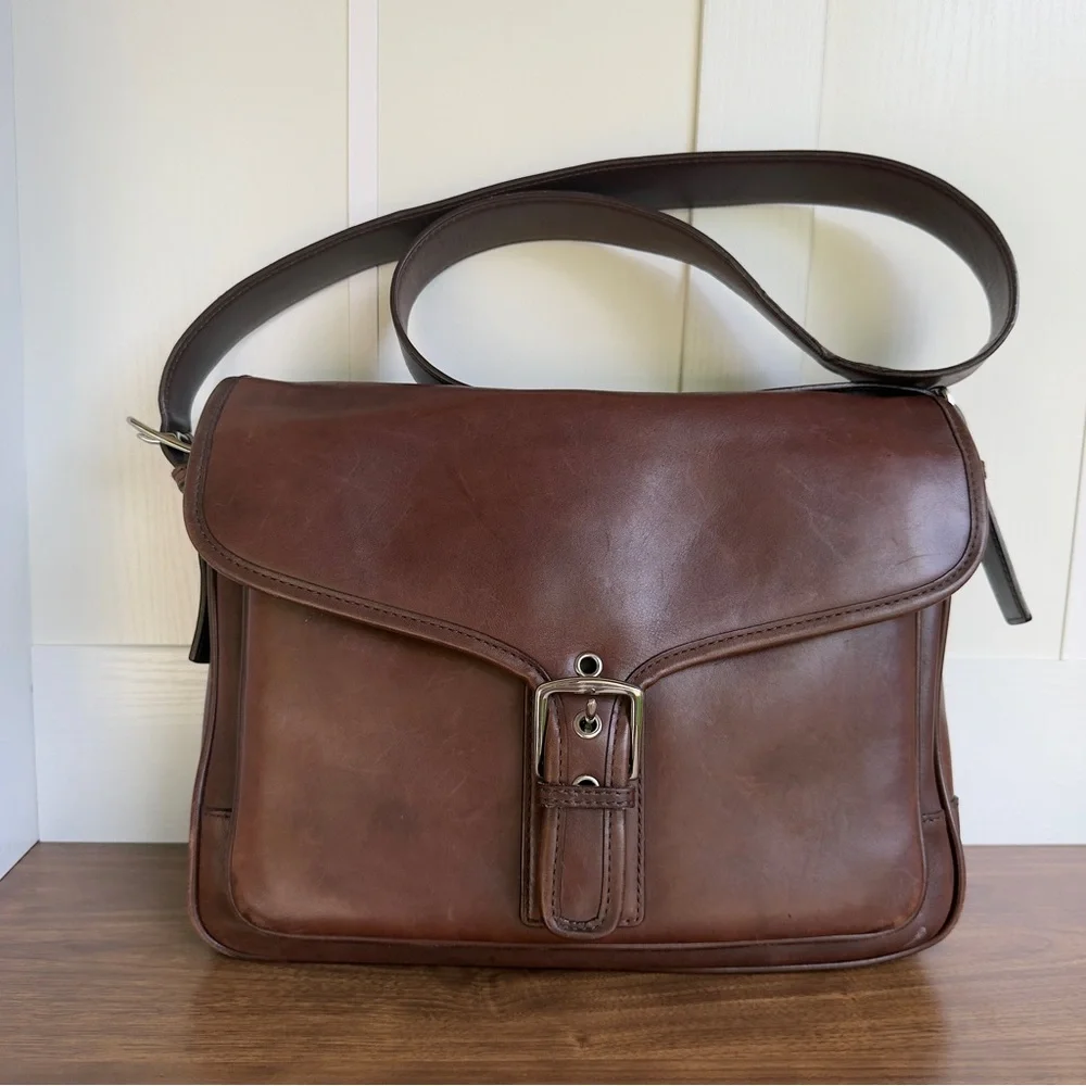 Vintage Coach Leather Crossbody Messenger Bag #5735 Unisex Brown Saddle Leather